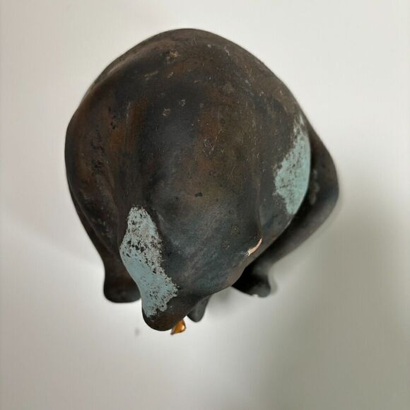 VTG Tony Evans Raku Pottery Sculpture Bear with Copper Fish Metal w Patina Vibe - Picture 6 of 9